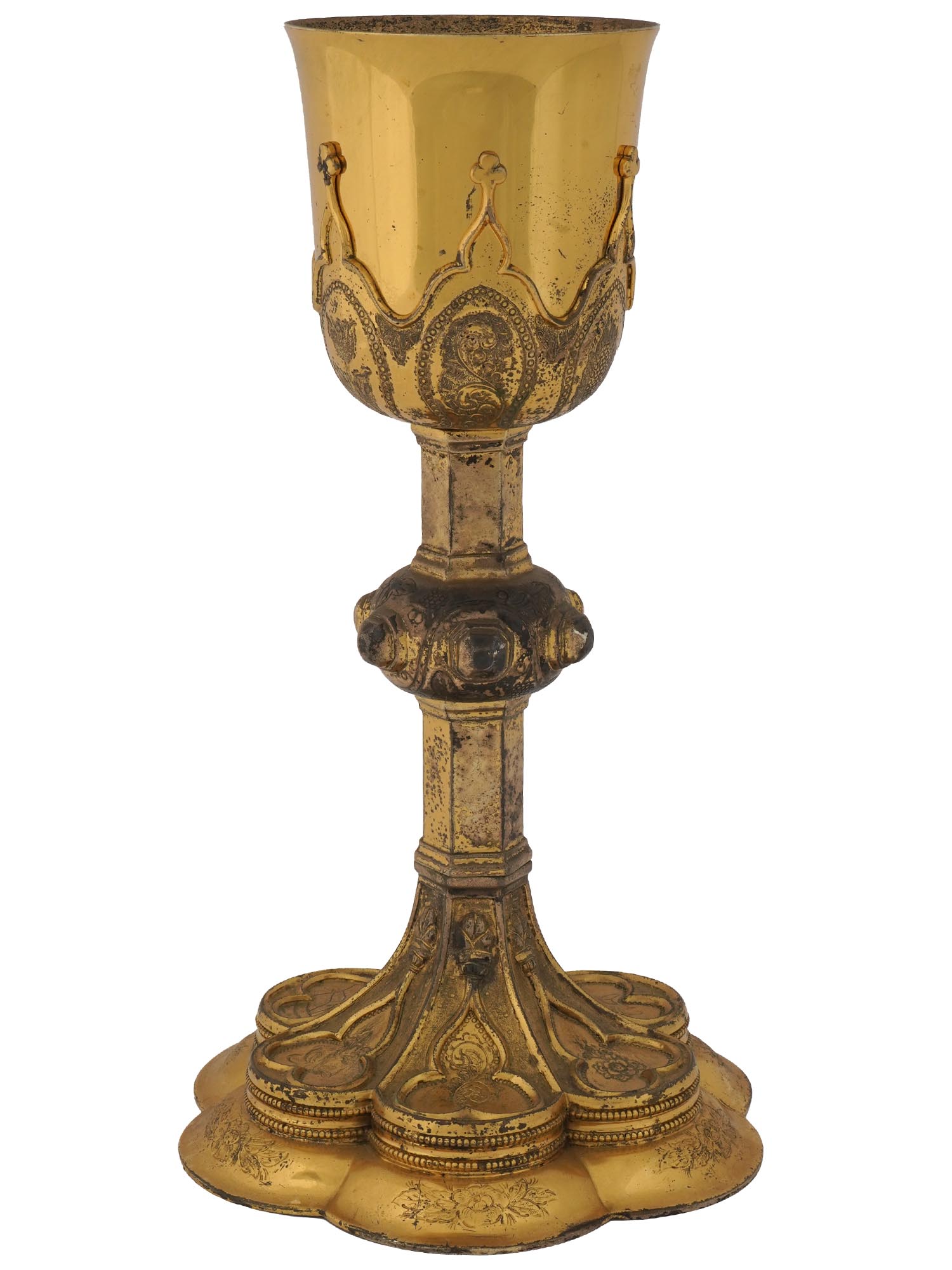 ANTIQUE CATHOLIC GILDED CHALICE CUP, C. 1900 PIC-0